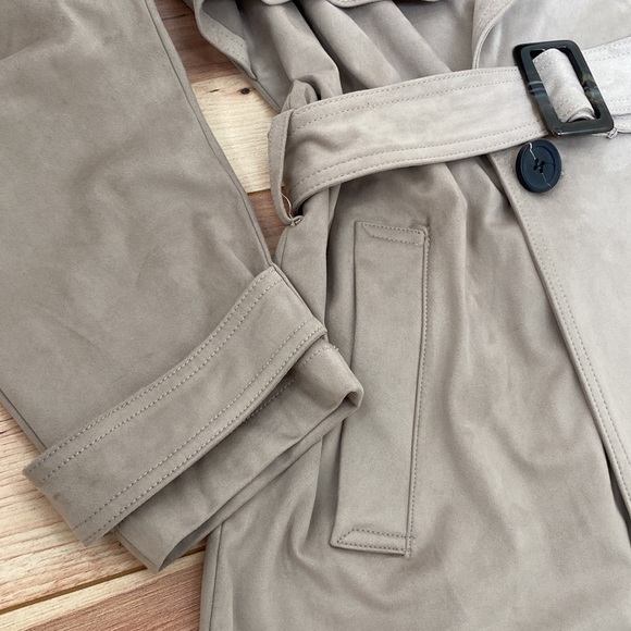 ✨NWOT✨ ZARA Taupe Faux Suede Coat, M - Picture 2 of 8
